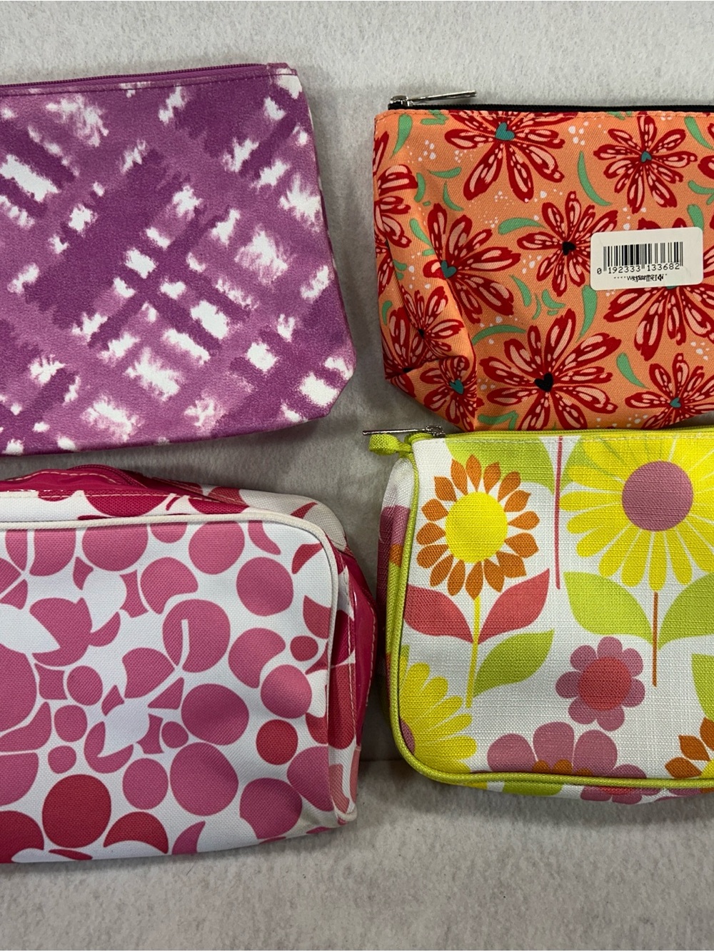 Clinique Cosmetic Makeup Bags Lot of 4 Colorful Zip Pouches